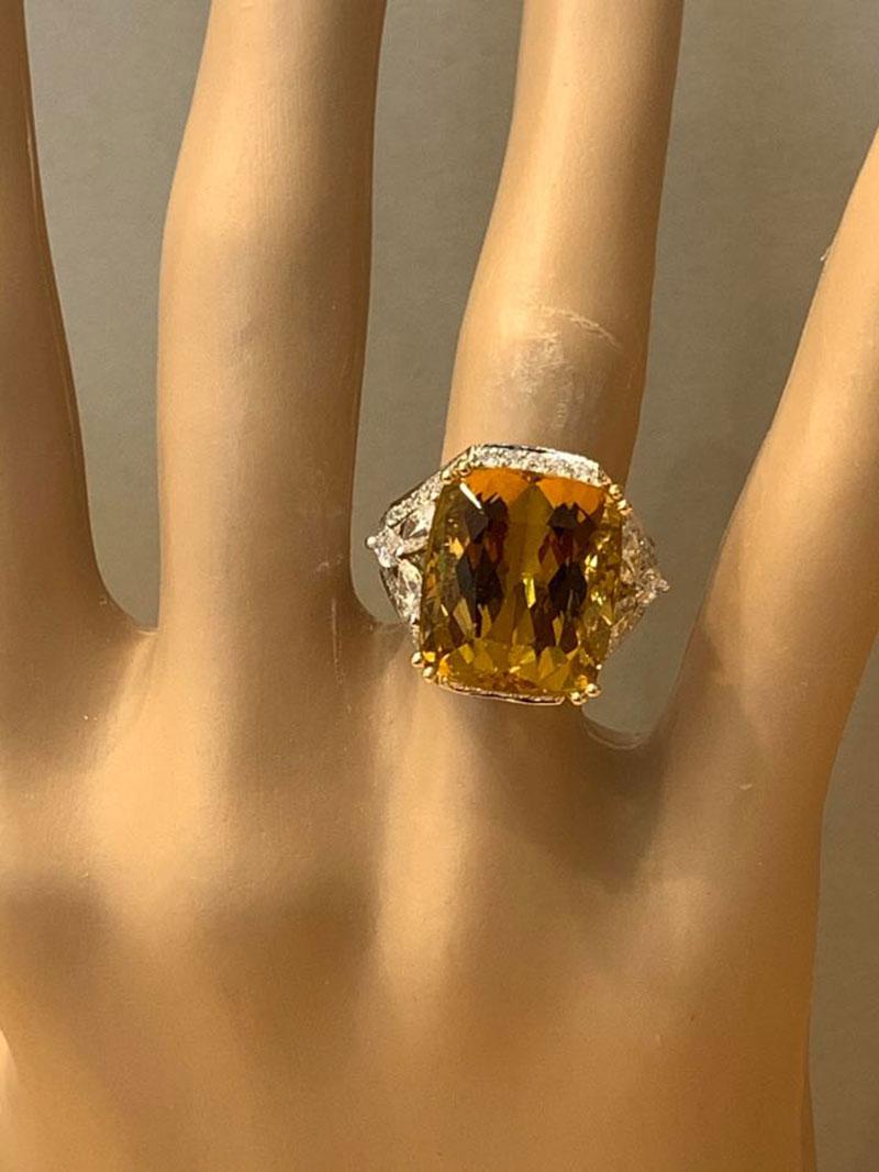 Women's Heliodor Beryl Diamond Gold Ring For Sale