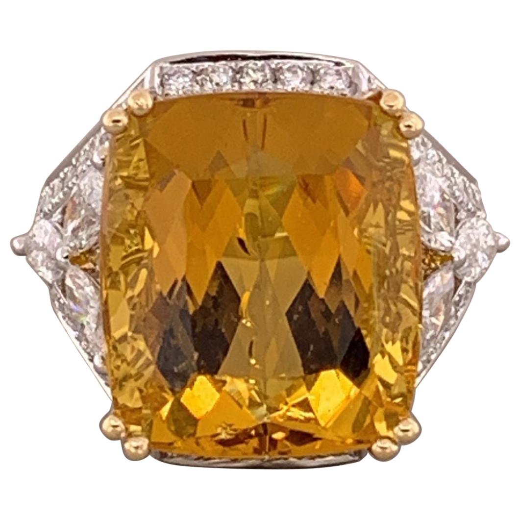 Heliodor Beryl Diamond Gold Ring
