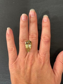 Heliodor Beryl Ring Necklace Gem 11.98 Carat Pear Shape Loose Gemstone