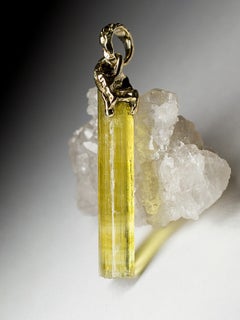 Heliodor Crystal Yellow Gold Pendant Beryl Healing Power Raw Gemstone