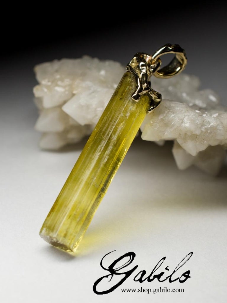 Heliodor Crystal Yellow Gold Pendant Beryl Healing Power Raw Gemstone ...