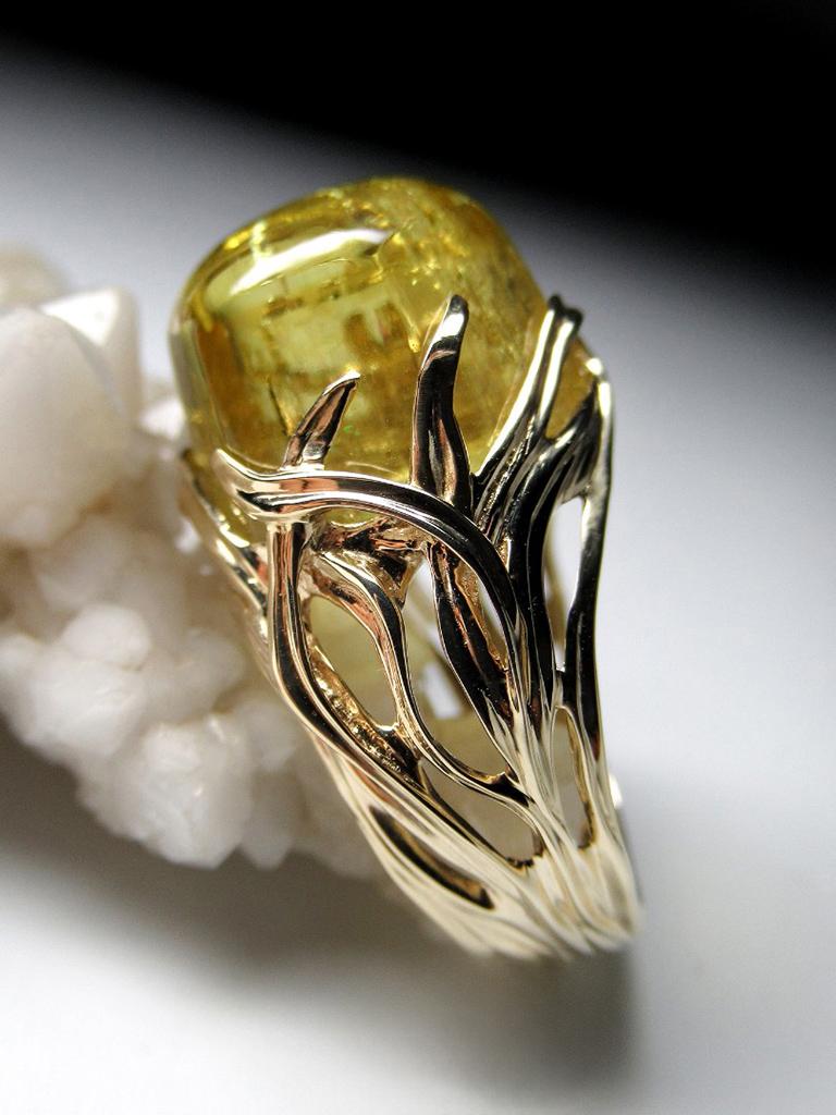 Heliodor Gold Ring Yellow Beryl Dandelion Vivid Yellow For Sale 1