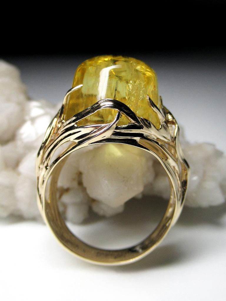 Heliodor Gold Ring Yellow Beryl Dandelion Vivid Yellow For Sale 2