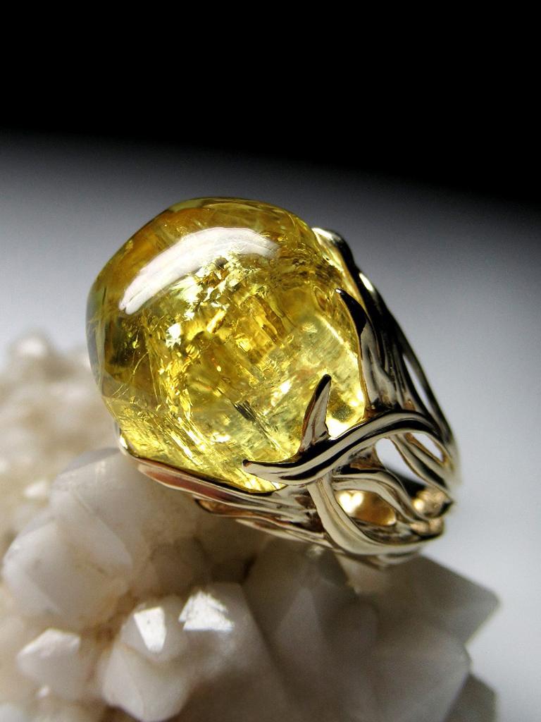 Heliodor Gold Ring Yellow Beryl Dandelion Vivid Yellow For Sale 5