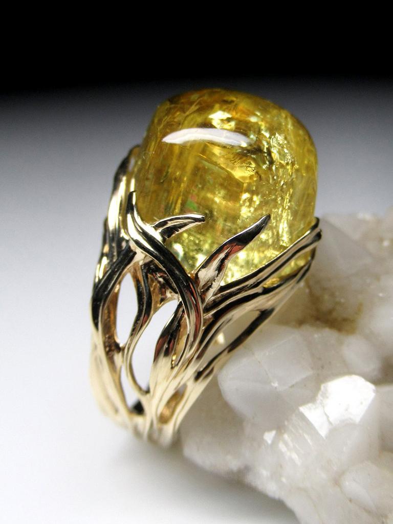 Heliodor Gold Ring Yellow Beryl Dandelion Vivid Yellow In New Condition For Sale In Berlin, DE