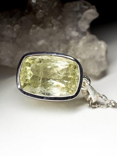 Heliodor necklace silver Pendant Fantasy Cut Lemon Yellow Stone