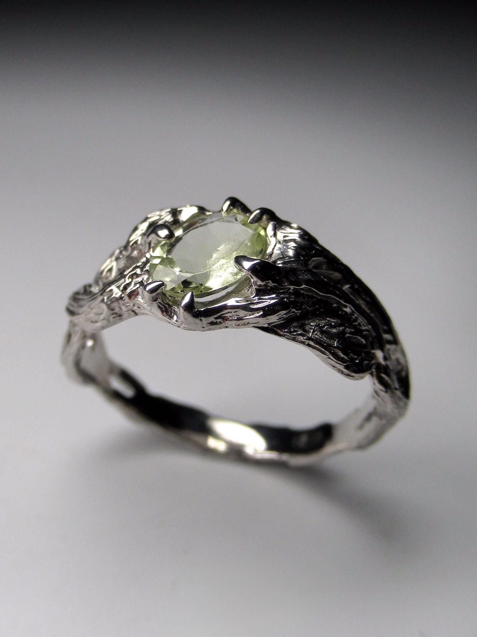 Anello in argento A. Silver Anello in oro giallo naturale con berillo, gioielli di fidanzamento in vendita 3