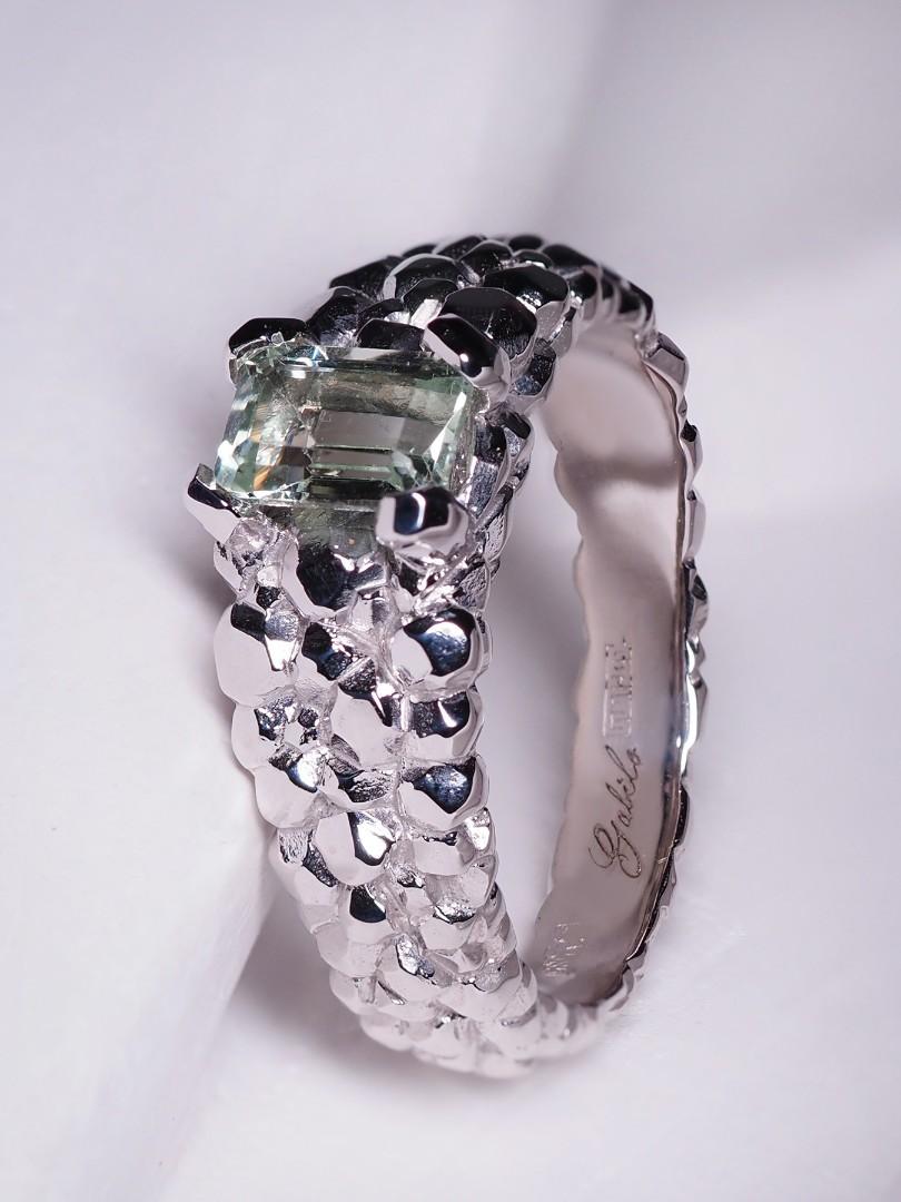 Anello di berillo in oro bianco Heliodor Certificato verde Regalo di fidanzamento anniversario gia in vendita 5