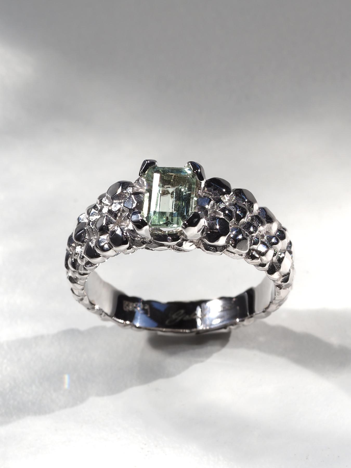 Heliodoro Anillo Berilo Oro Blanco Certificado Verde Compromiso Regalo aniversario gia en venta 2