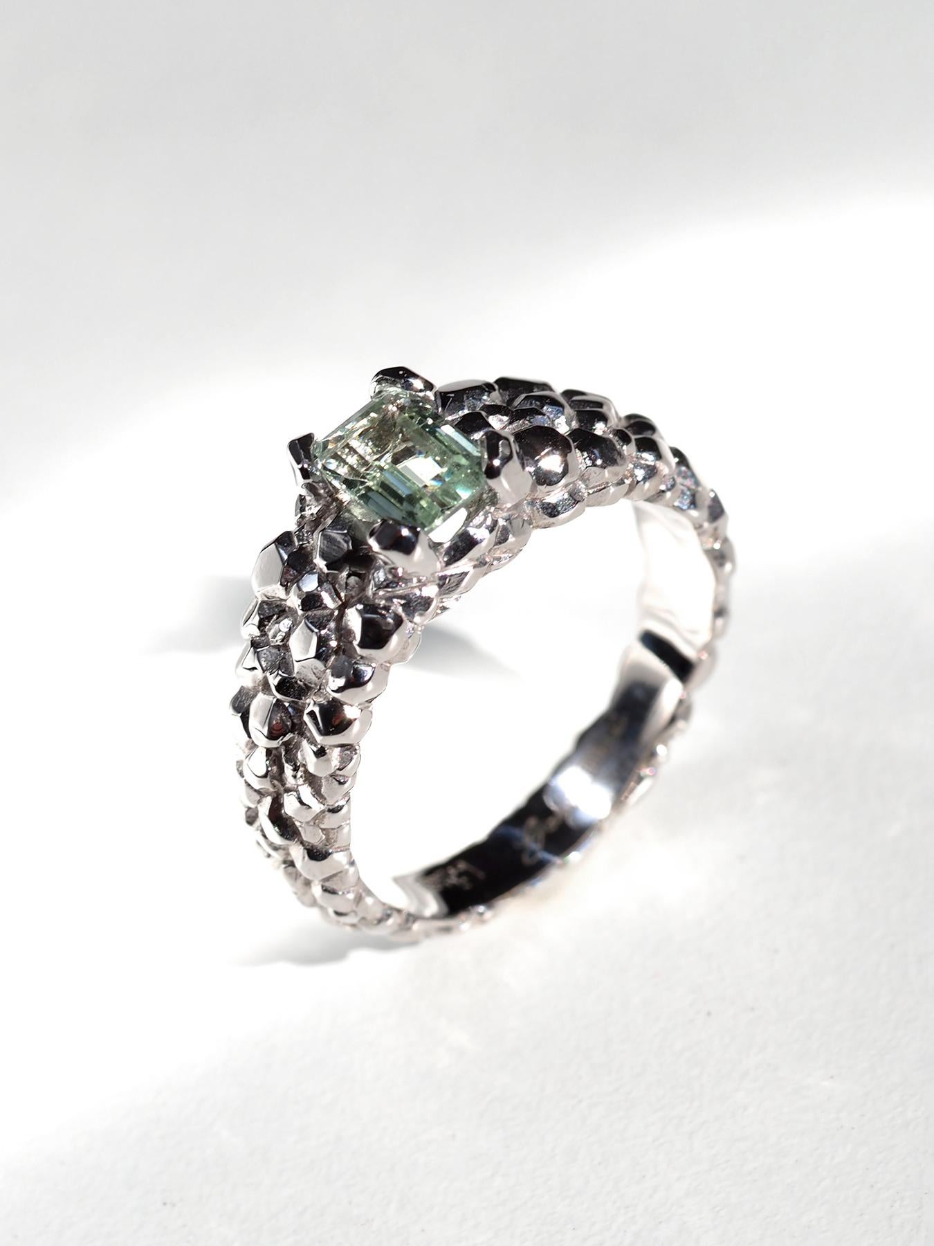 Heliodoro Anillo Berilo Oro Blanco Certificado Verde Compromiso Regalo aniversario gia en venta 4