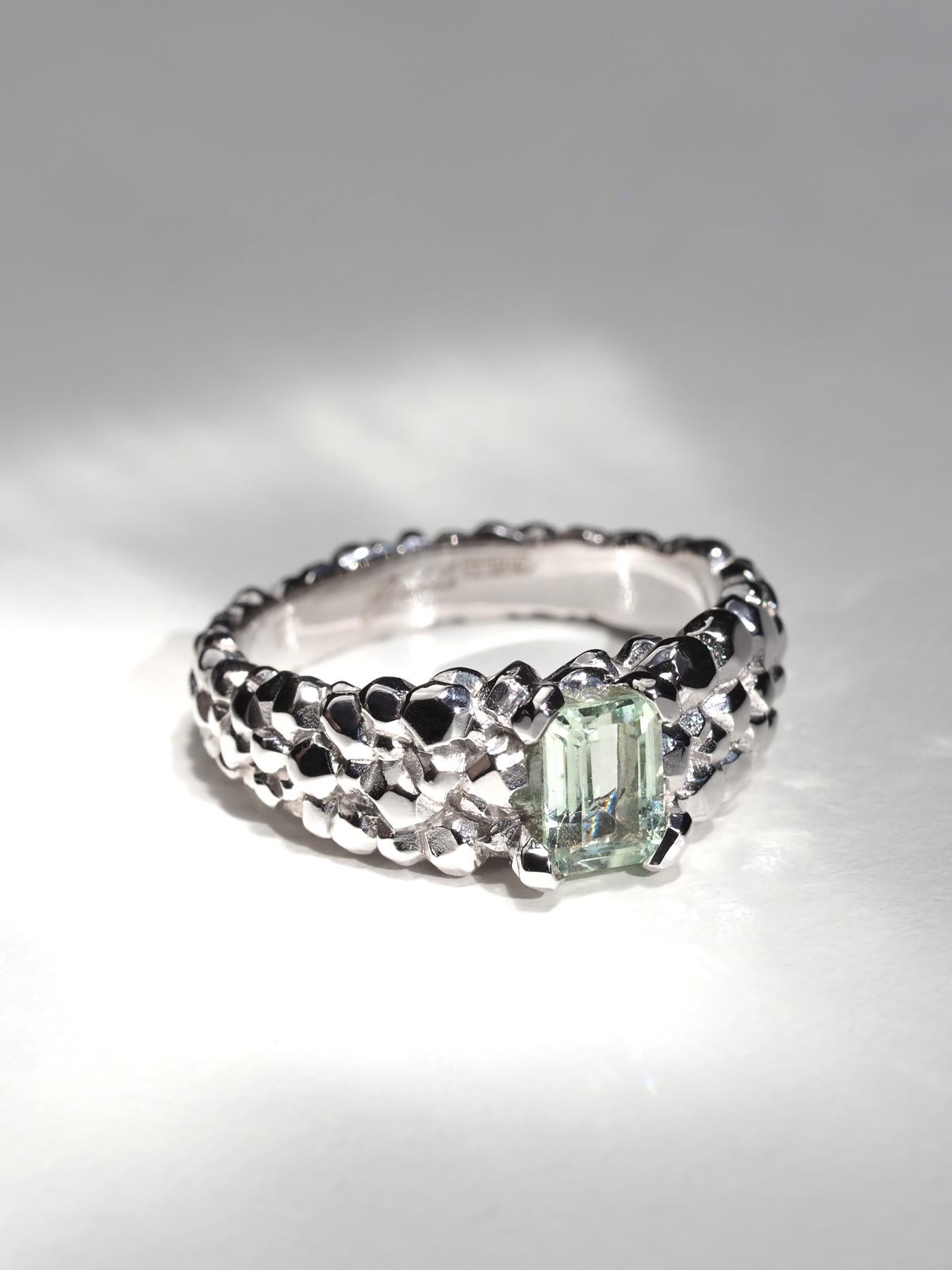 Femenino o masculino Heliodoro Anillo Berilo Oro Blanco Certificado Verde Compromiso Regalo aniversario gia en venta