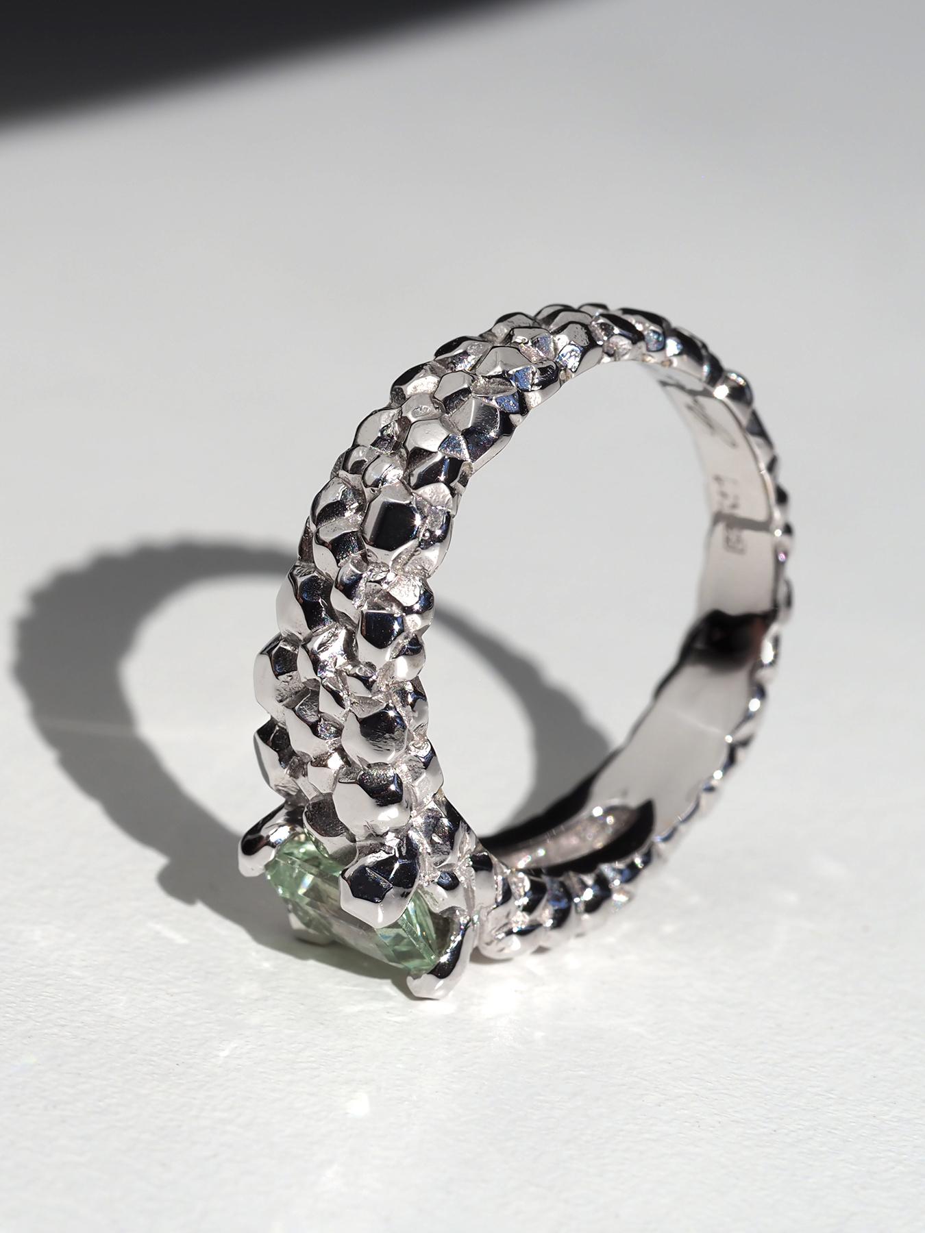 Heliodoro Anillo Berilo Oro Blanco Certificado Verde Compromiso Regalo aniversario gia en venta 5