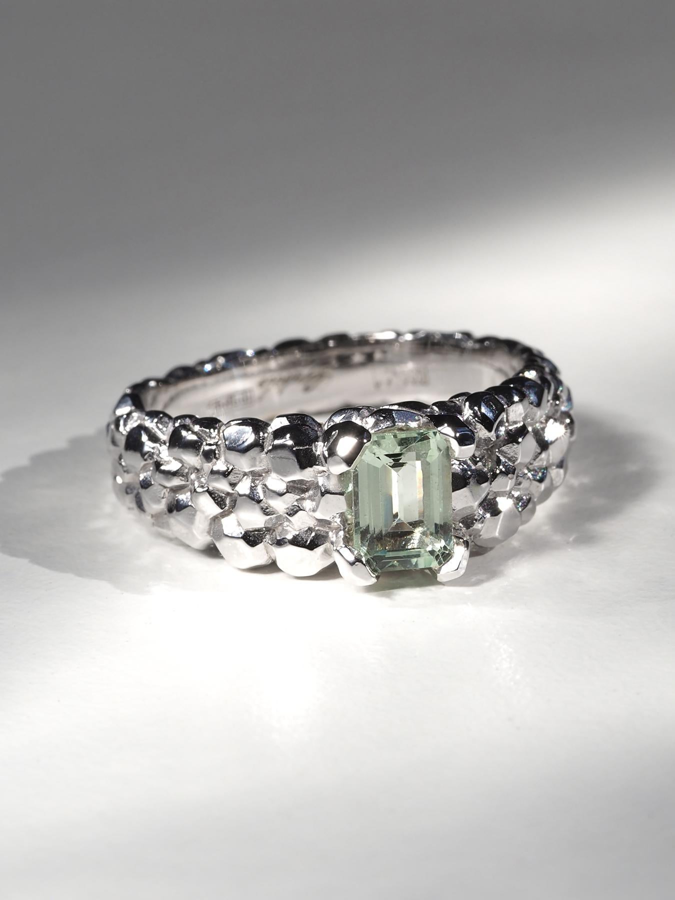 Heliodoro Anillo Berilo Oro Blanco Certificado Verde Compromiso Regalo aniversario gia en venta 1