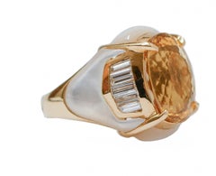 Heliodorus, Diamonds, White Stones, 18 Karat Rose Gold Ring.