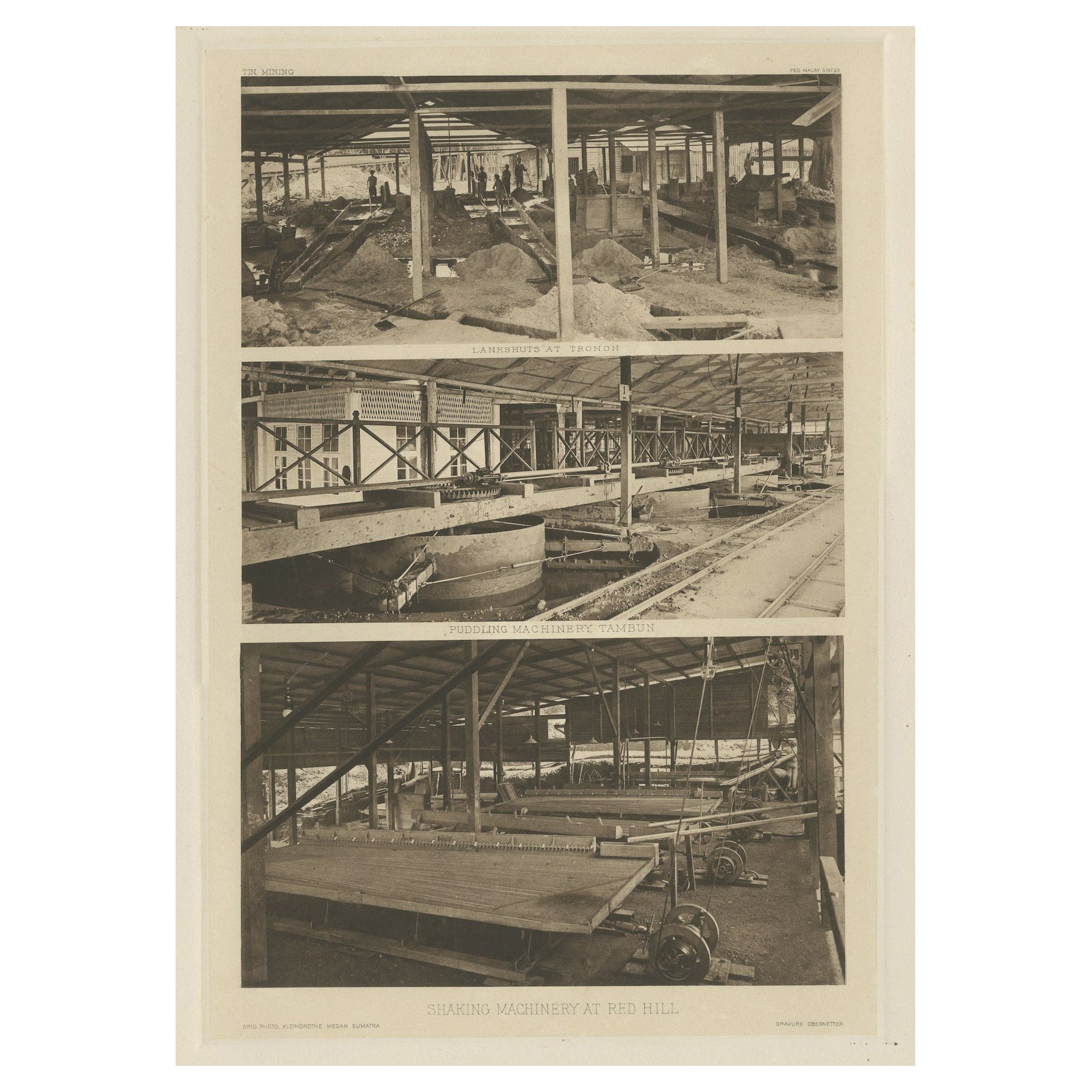 Heliograph of Tin Mining in Tronoh, Perak and Tambun in Sabah, Malaysia, 1907