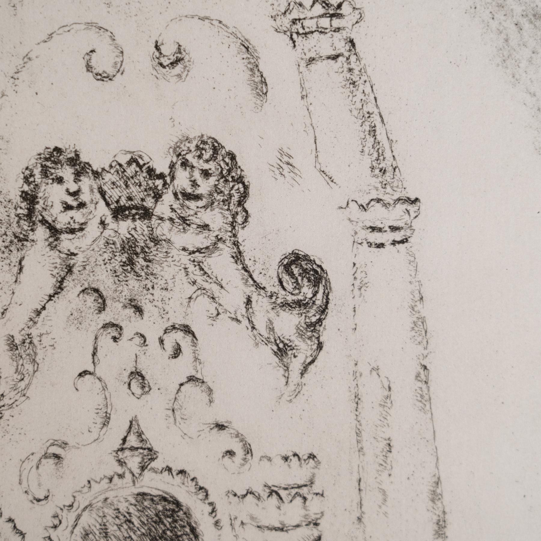 Carta Stampa eliografica di Marc Chagall dalla sua iconica serie biblica, 1956 in vendita