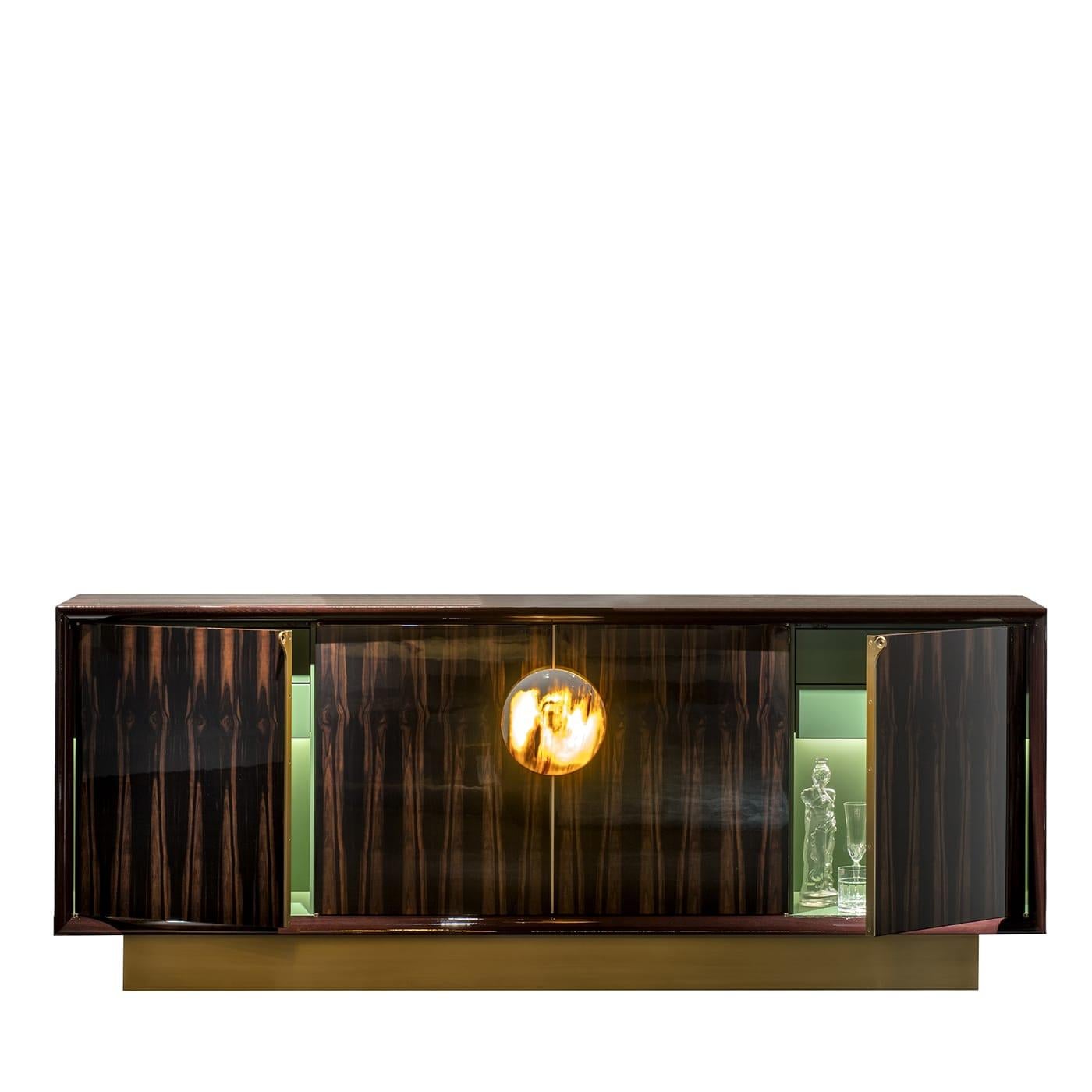Helios 4-türiges Makassar-Sideboard mit Horn-Intarsien im Angebot 5