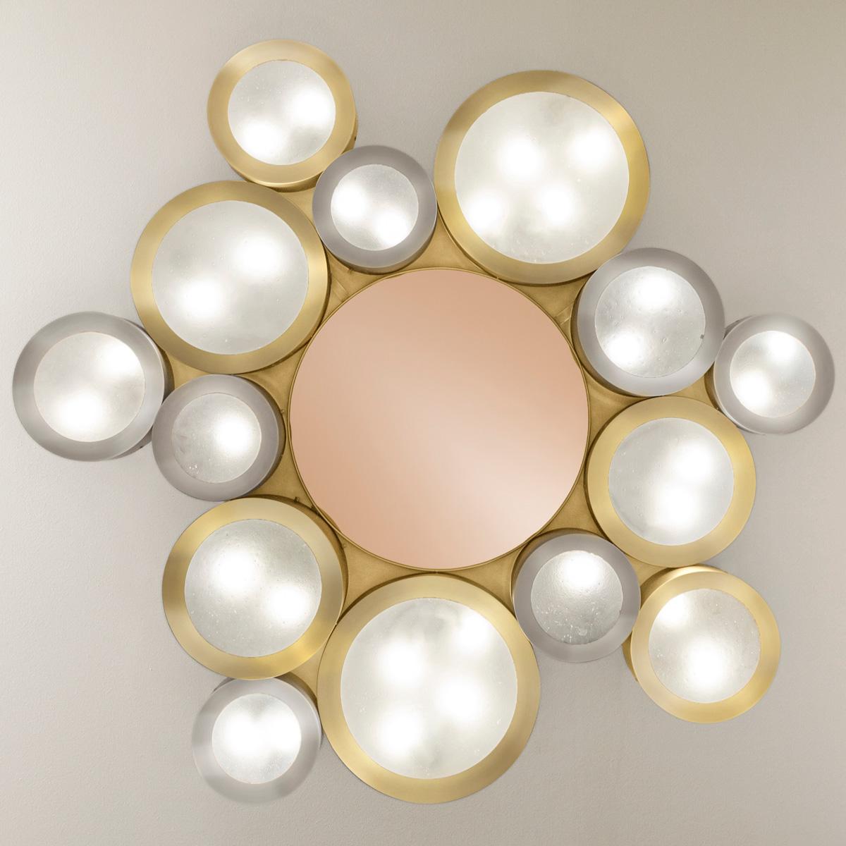 Modern Helios 66 Ceiling Light by Gaspare Asaro-Satin Brass and Satin Nickel Finish For Sale