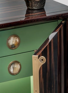 Mobile Helios in impiallacciato ebano Makassar, Horn e ottone satinato di ArcahORN