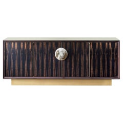 Mobile Helios in impiallacciato ebano Makassar, Horn e ottone satinato di ArcahORN