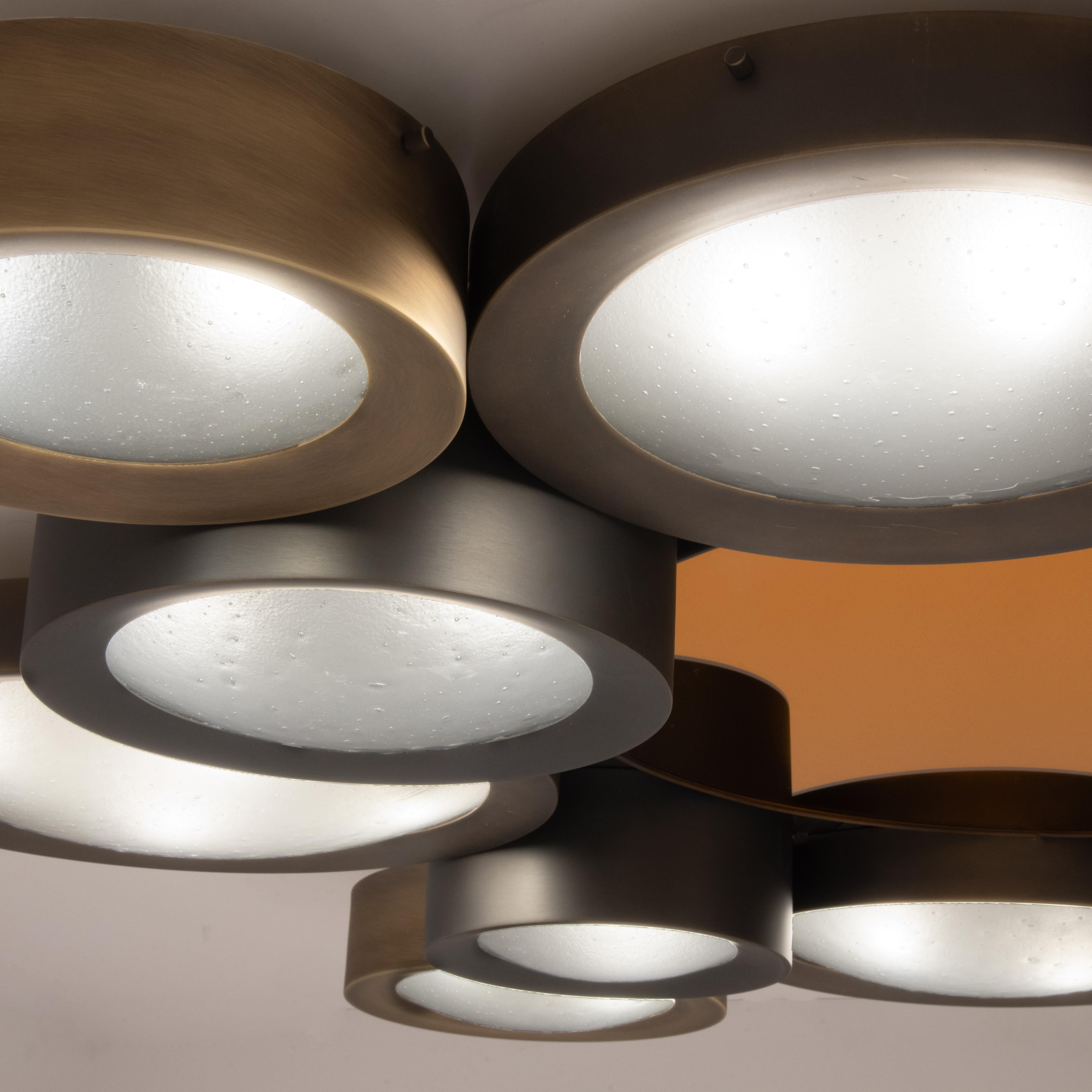 Helios 66 Ceiling Light by Gaspare Asaro-Bronze Finish In New Condition For Sale In New York, NY
