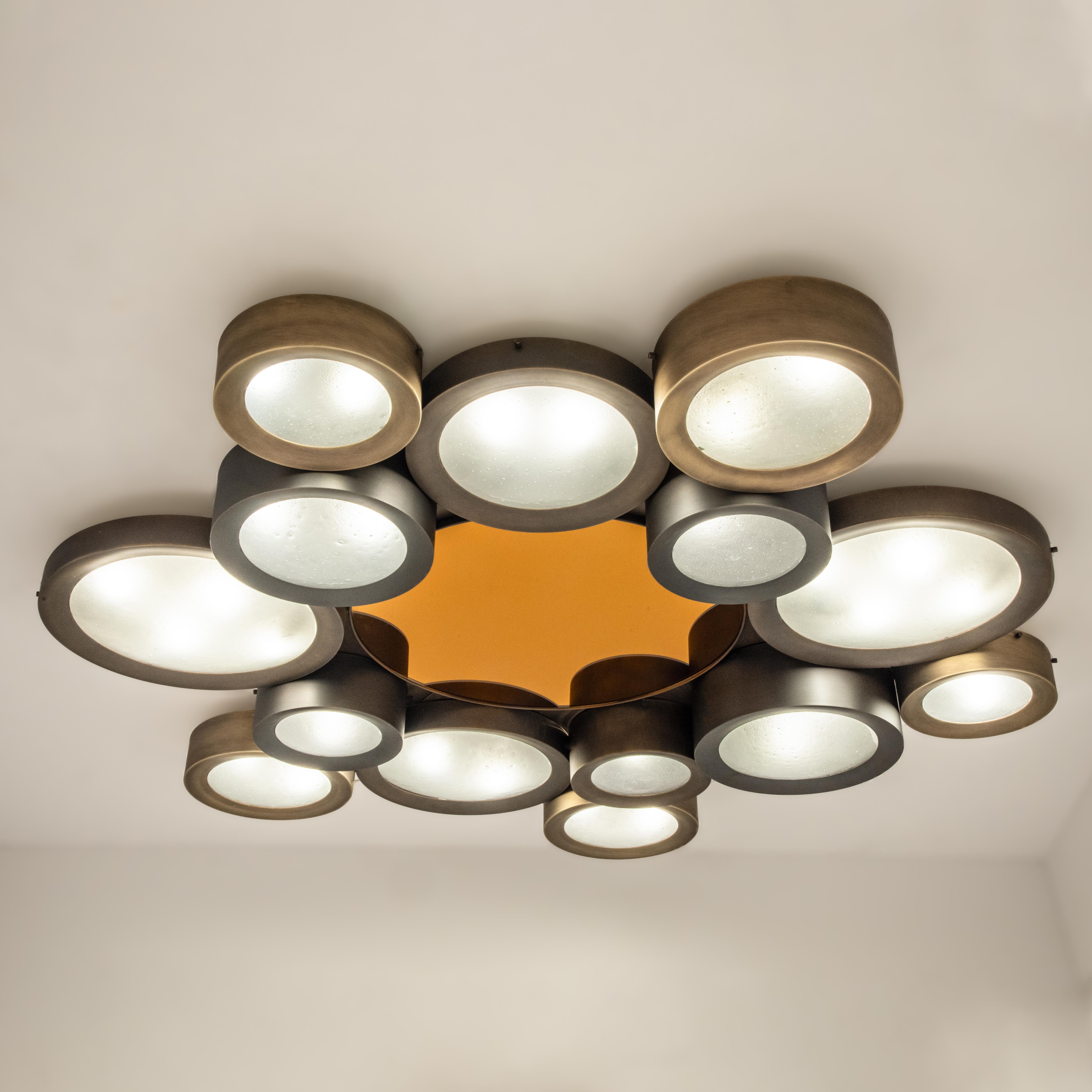 Brass Helios 66 Ceiling Light by Gaspare Asaro-Bronze Finish For Sale