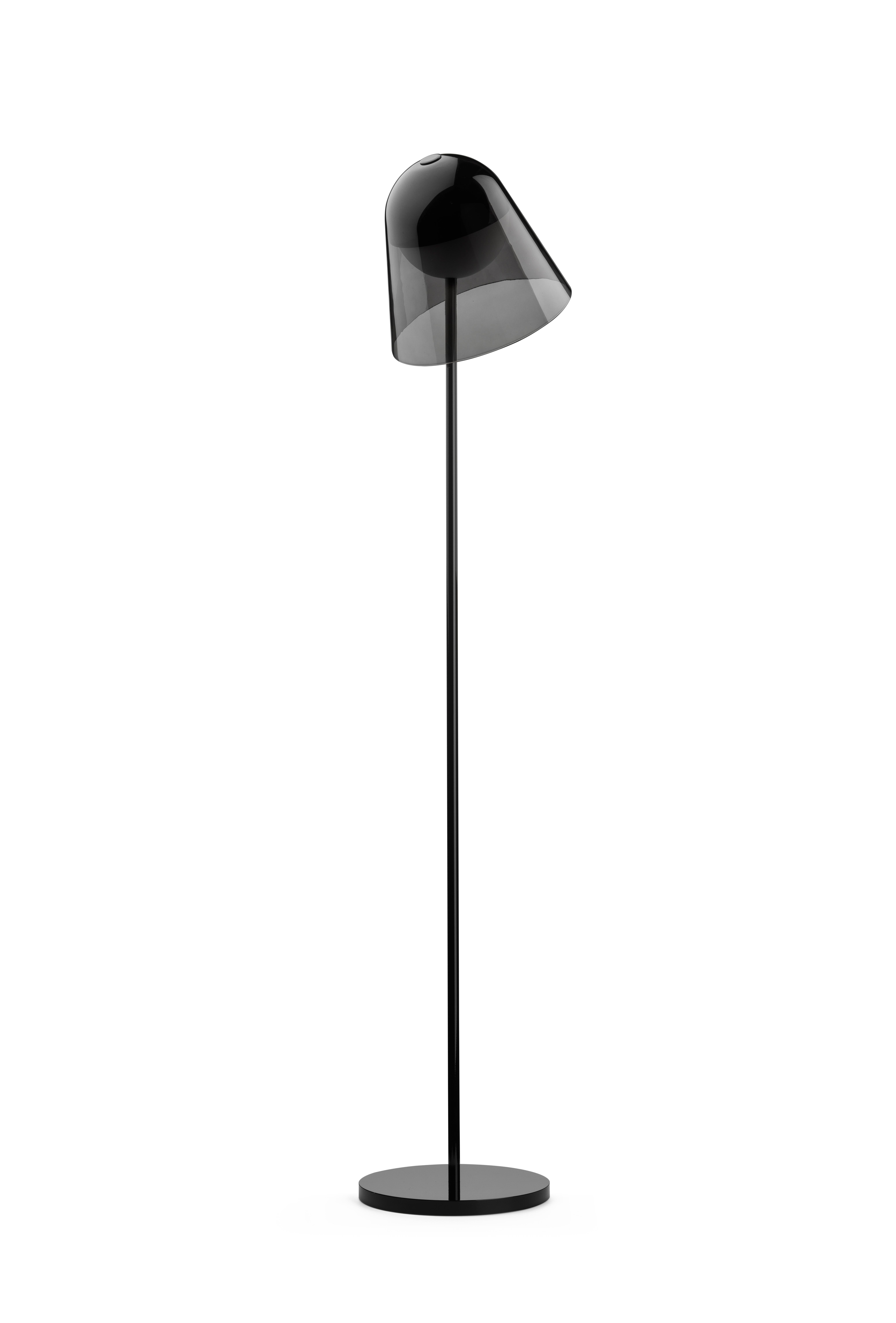 Contemporary Helios Floor Lamp, Smoked Glass and Black Structure, Made in Italy For Sale