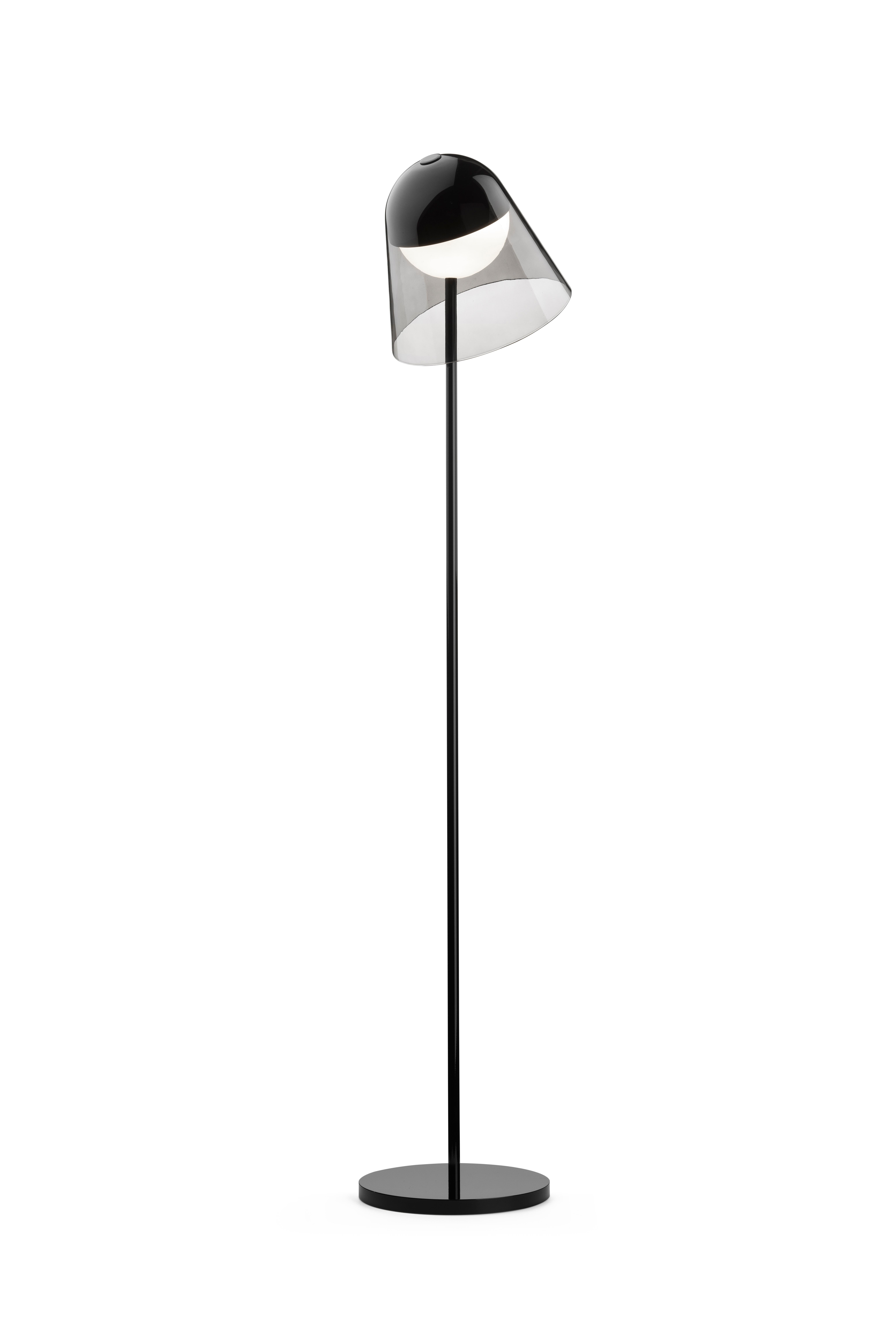 Helios Floor Lamp, Smoked Glass and Black Structure, Made in Italy For Sale 1