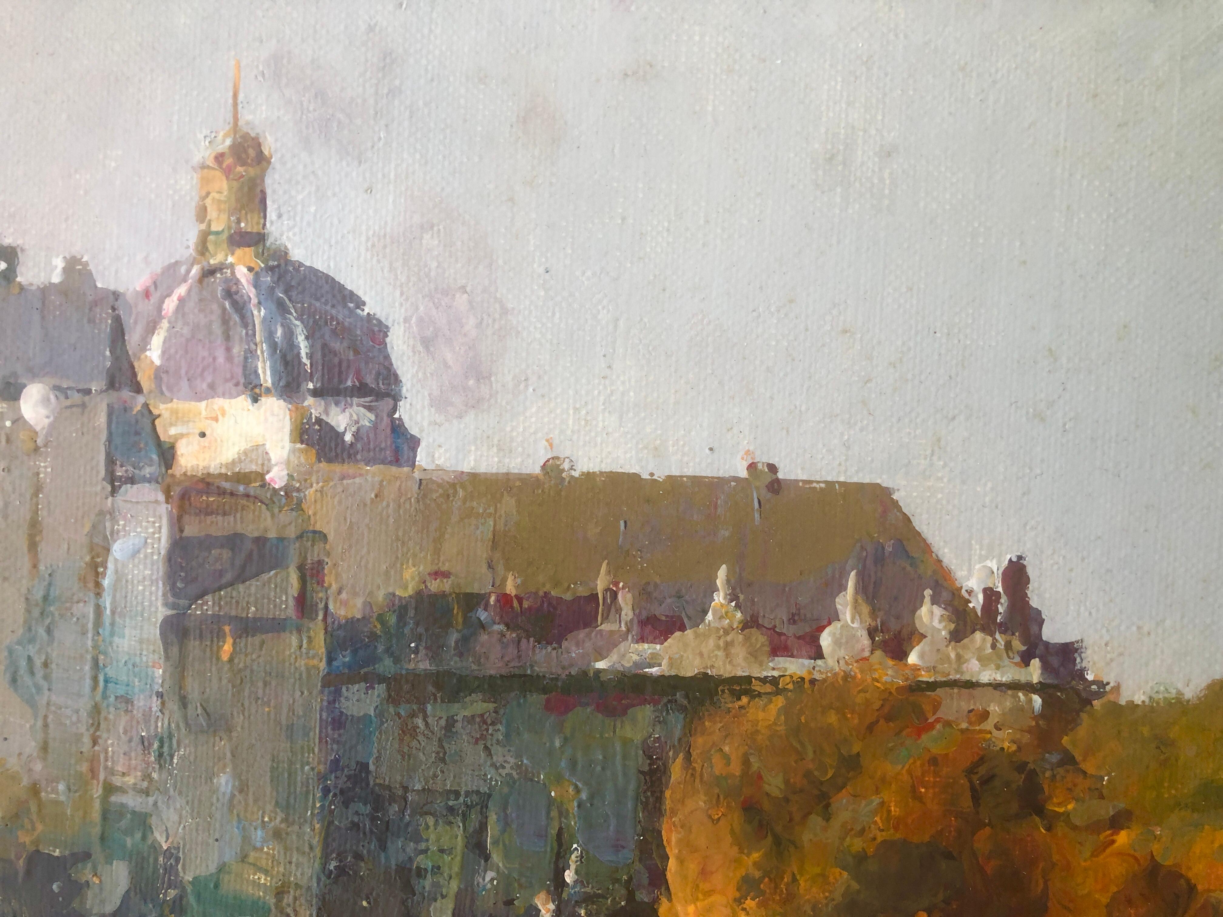 Fiume e ponte olio su tela pittura spagna arte europea spagnola 1
