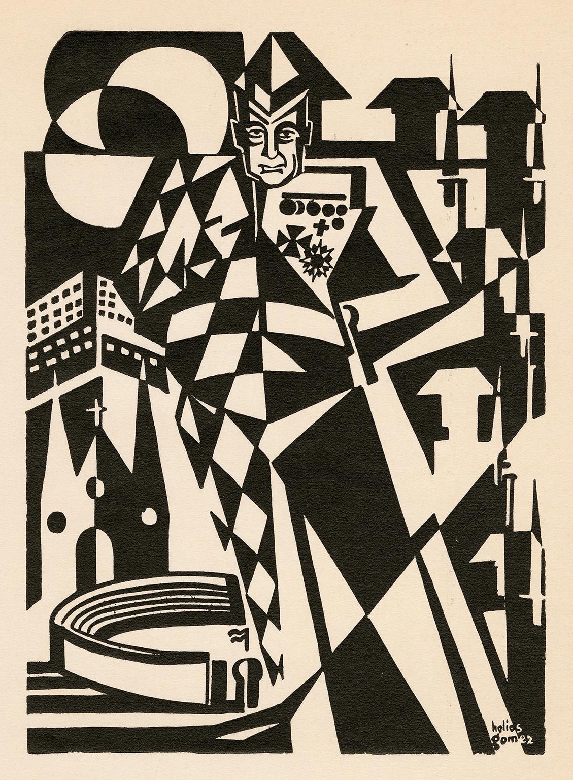 Figurative Print de Helios Gomez - El Dictador de Días de Ira - Moderismo antifascista