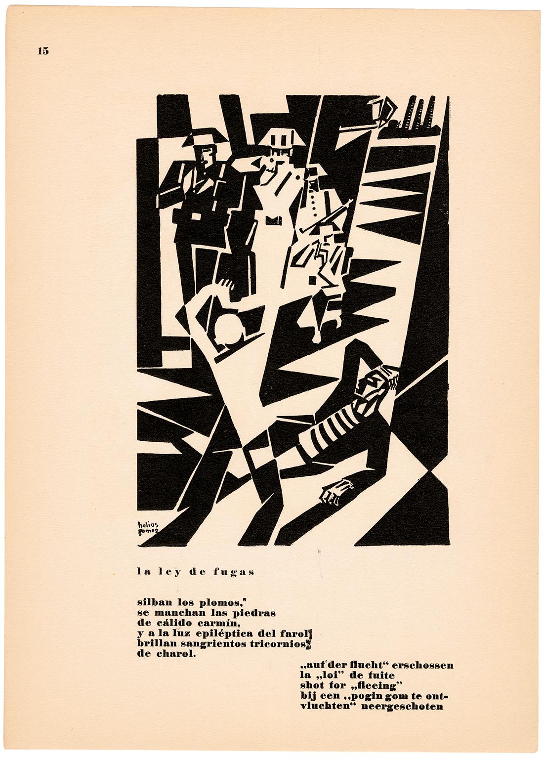 La Ley de Fugas (Shot for Fleeing from the Law) — Anti-Fascist Modernism - Print by Helios Gomez