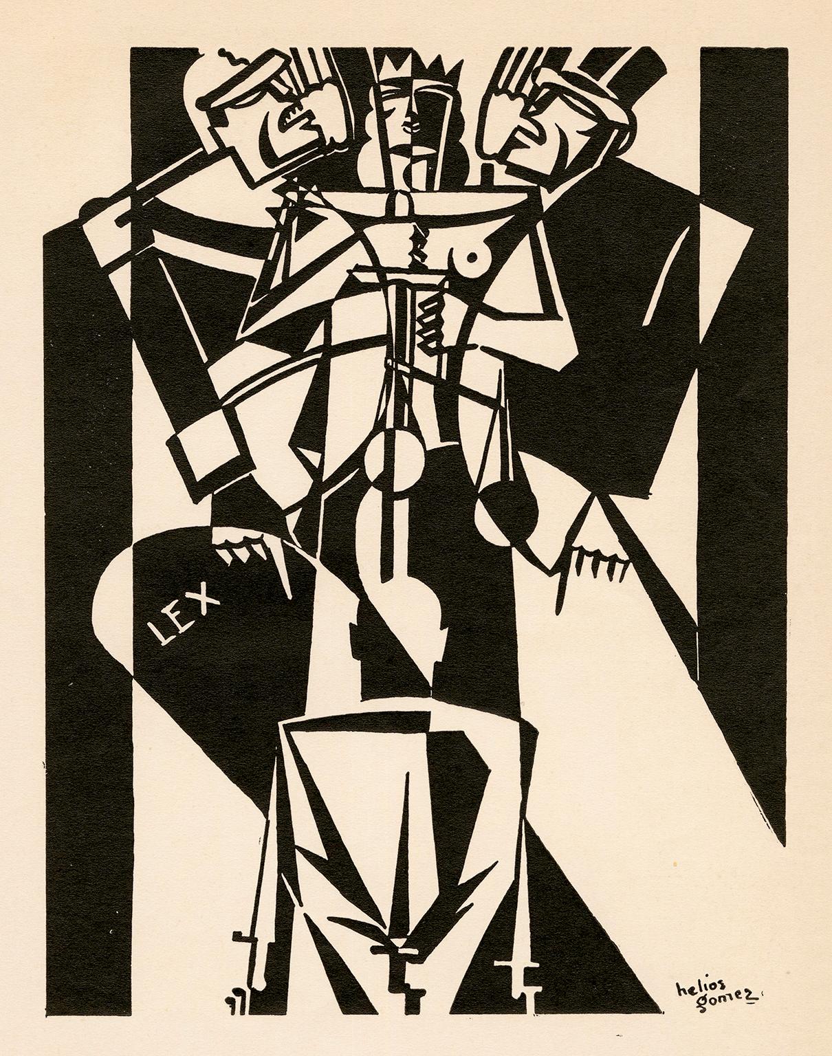 Figurative Print de Helios Gomez - La Ley de Días de Ira - Modernismo antifascista