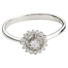 Helios in White Baguette Round Ring