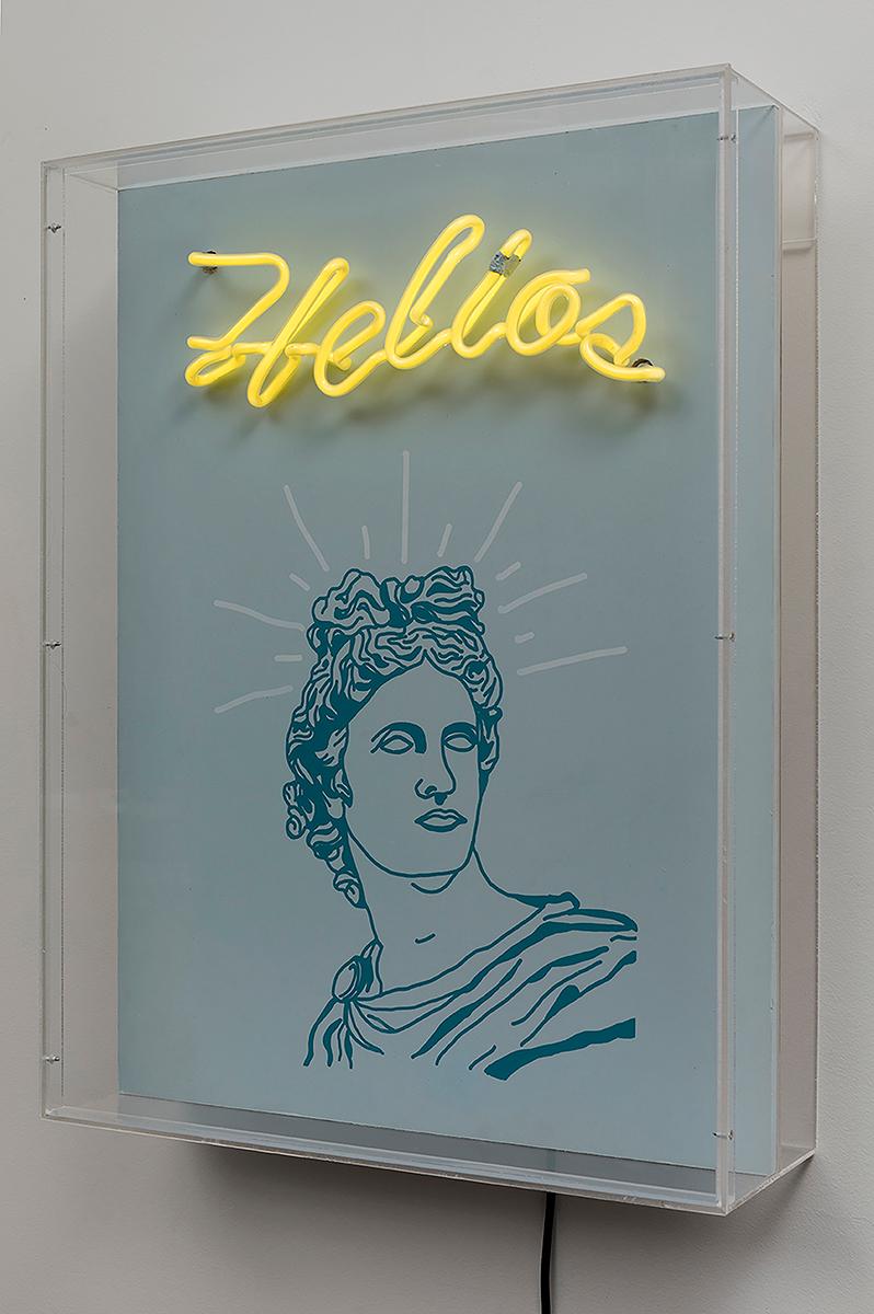 Modern Helios. Neon Light Box Wall Sculpture. From the series Neon Classics For Sale