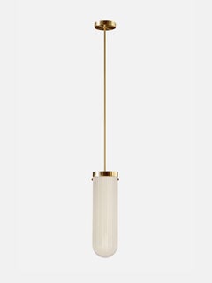 Helios Pendant Lamp in Brass & Quartz Glossy Glass by Bianco Light + Space