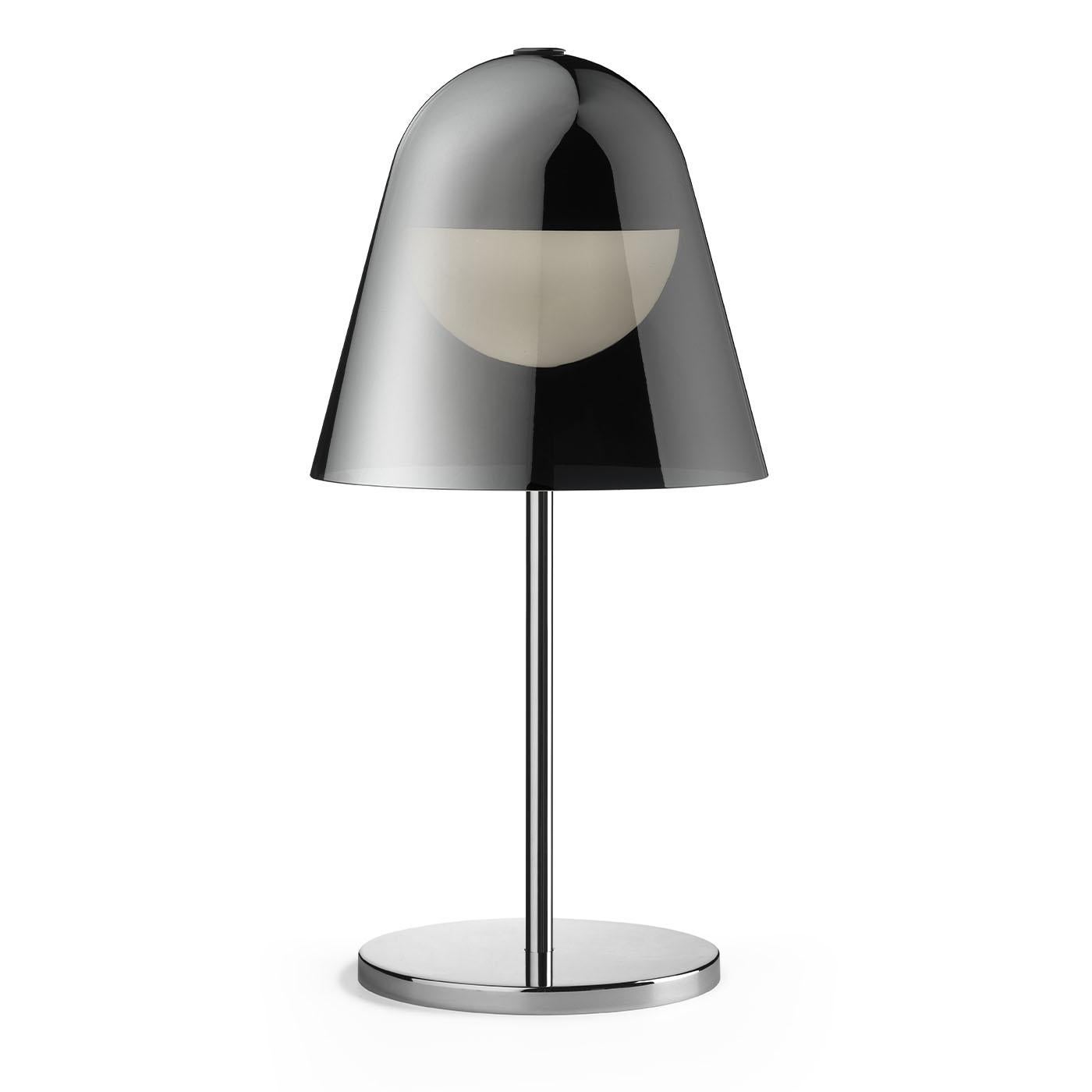 Italian Helios Silvery Metal & Glass Table Lamp by Branch Creative For Sale