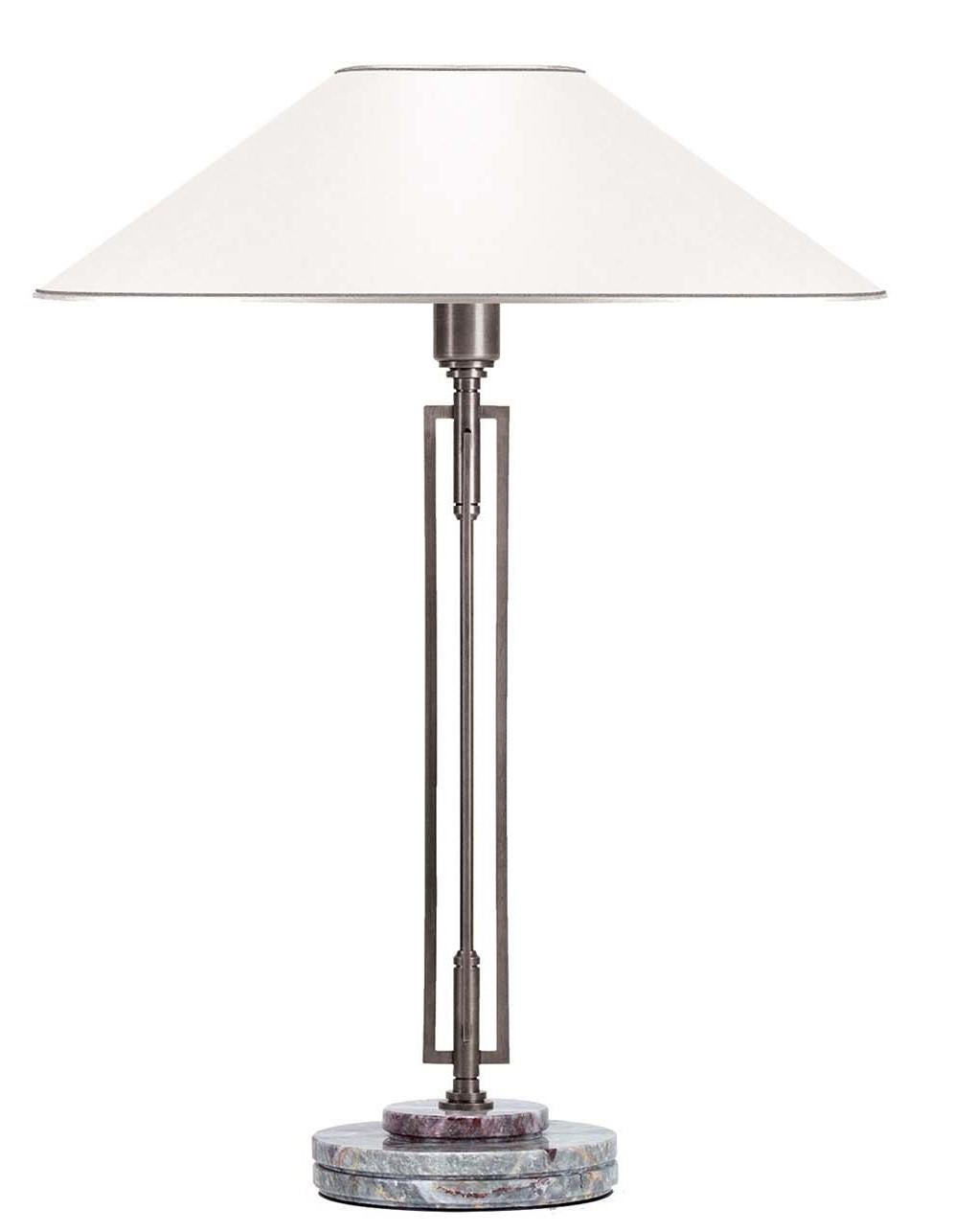 Italian Helios Steel White and Gray Table Lamp by Acanthus