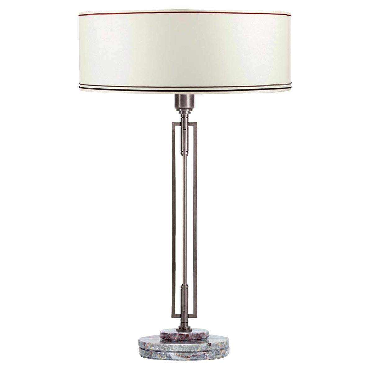 Helios Steel White Gray and Red Table Lamp by Acanthus