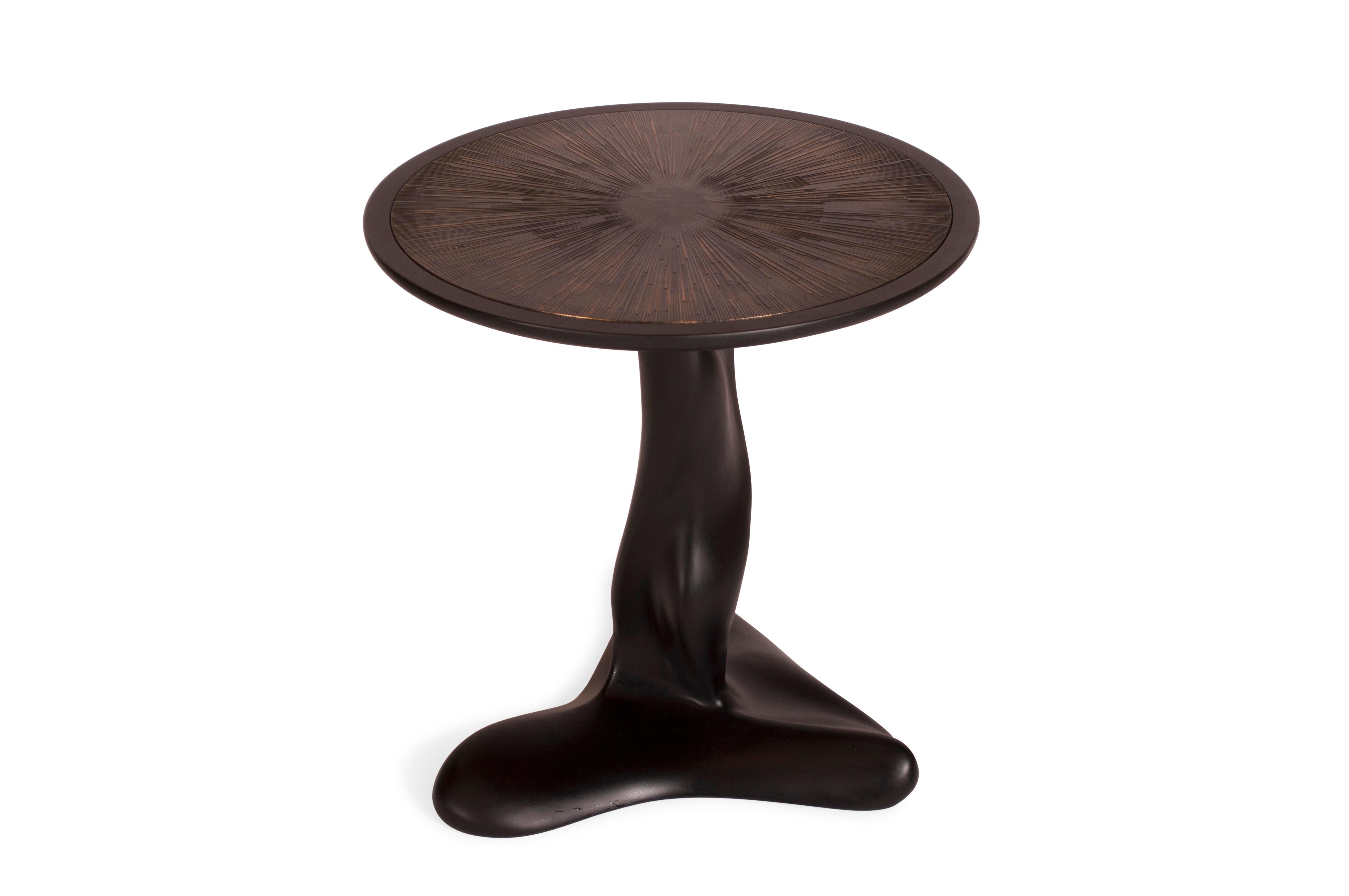 Contemporary Helios Table Black Lacquer Gold leaf by Amorph For Sale