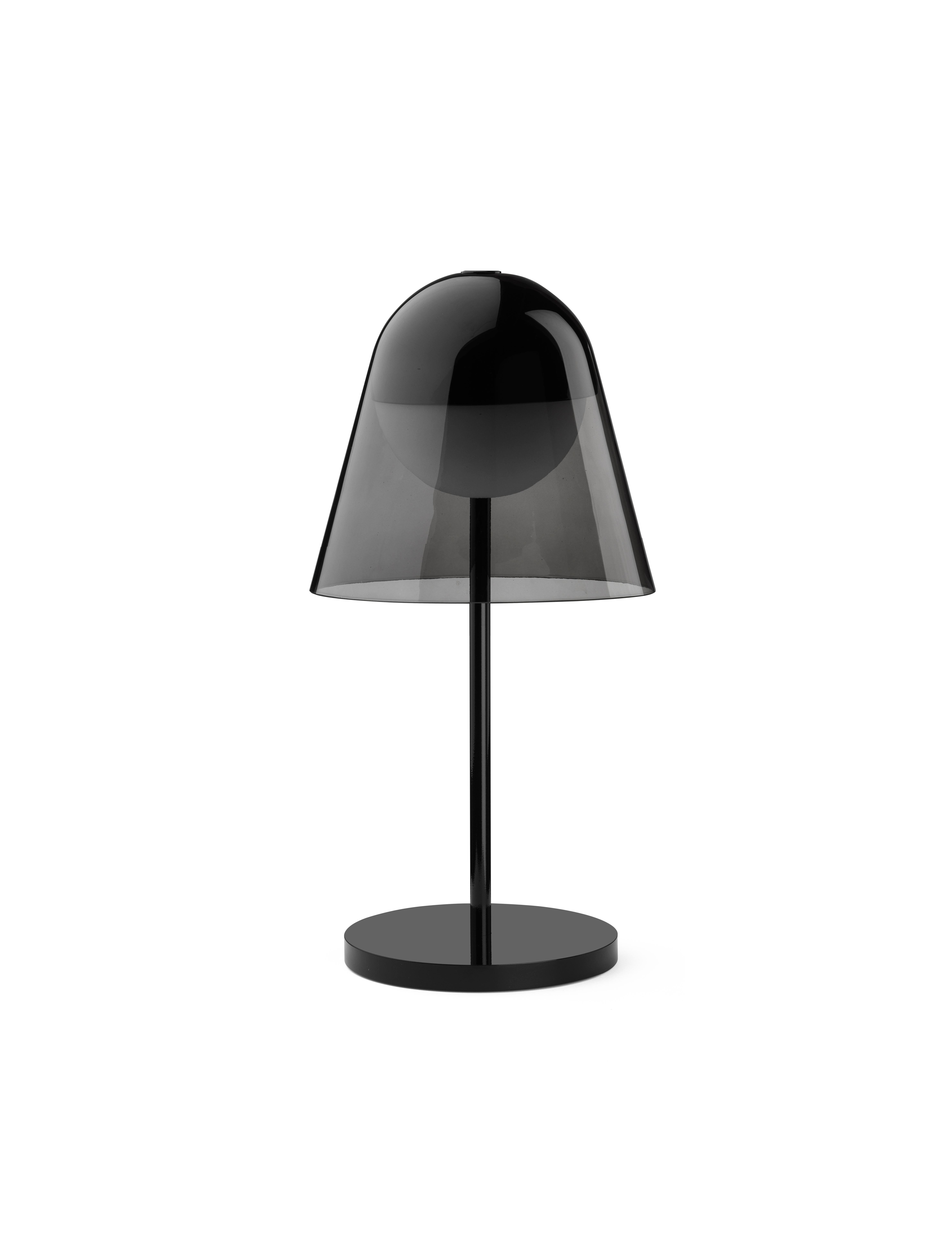 Helios Table Lamp, Smoked Glass and Black Structure, Made in Italy In New Condition For Sale In Villa Carcina, IT