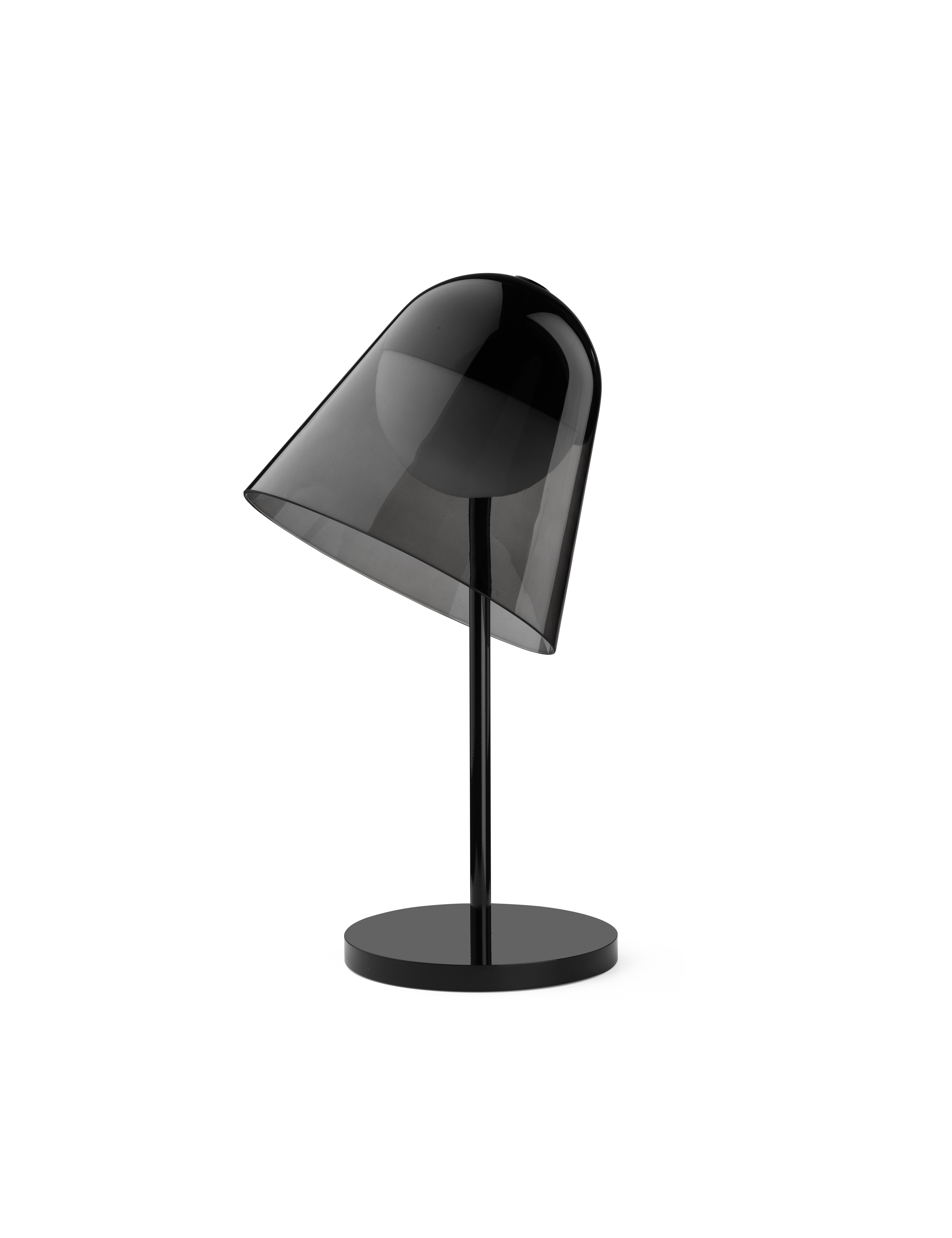 Helios Table Lamp, Smoked Glass and Black Structure, Made in Italy For Sale 1