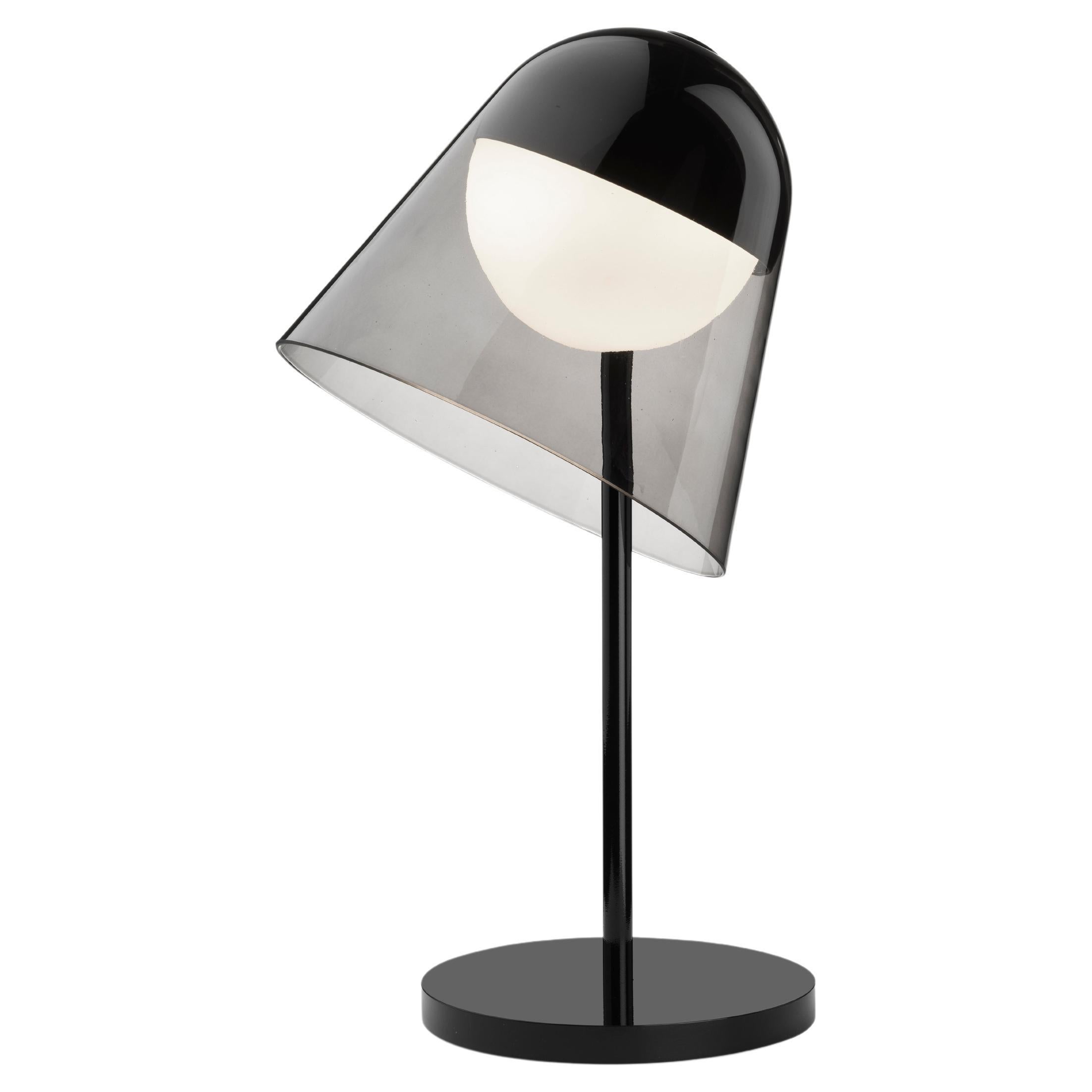 Helios Table Lamp, Smoked Glass and Black Structure, Made in Italy