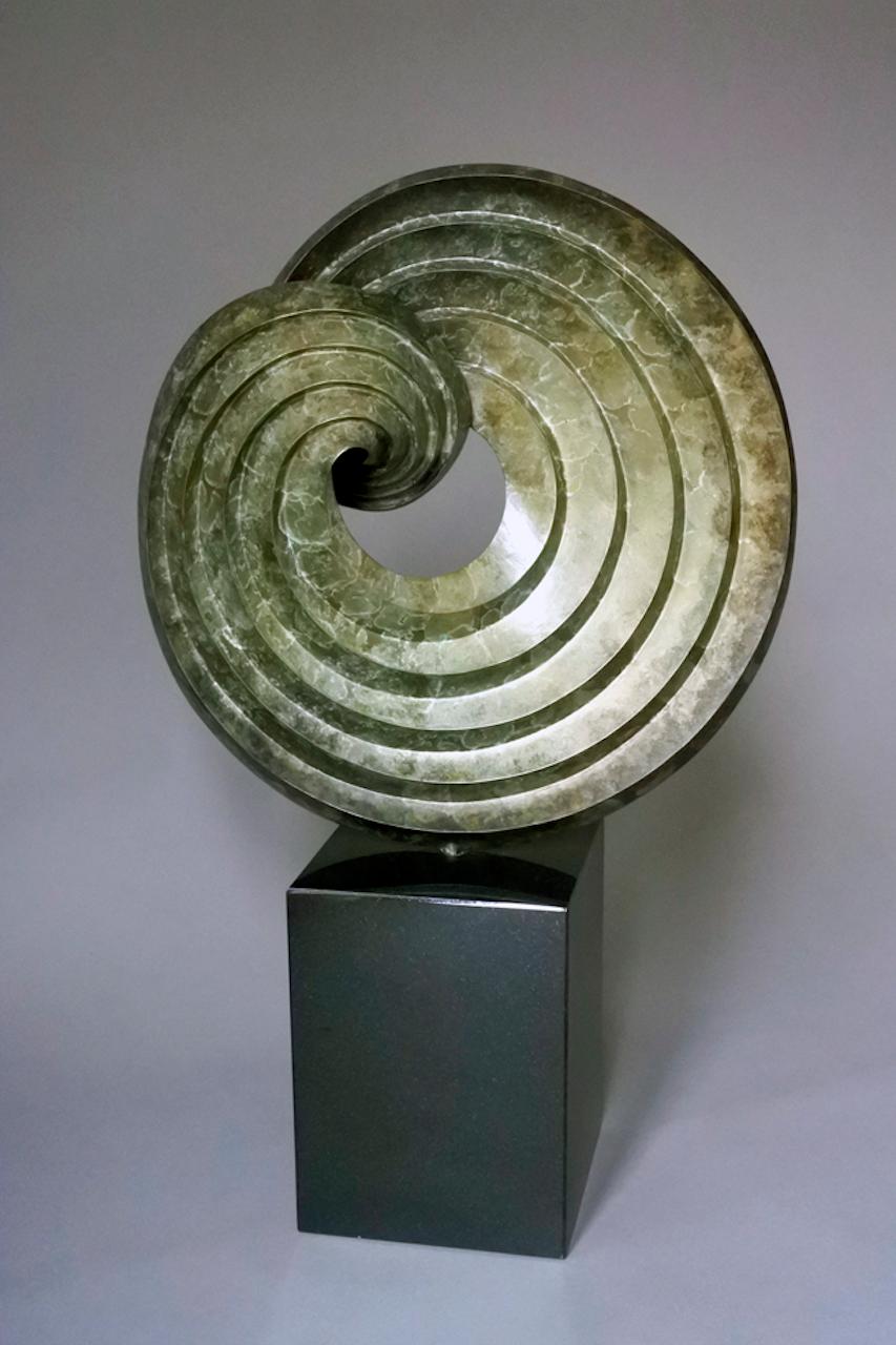 Mid-Century Modern Editioned bronze tabletop sculpture based on forms made by folding pleated paper For Sale