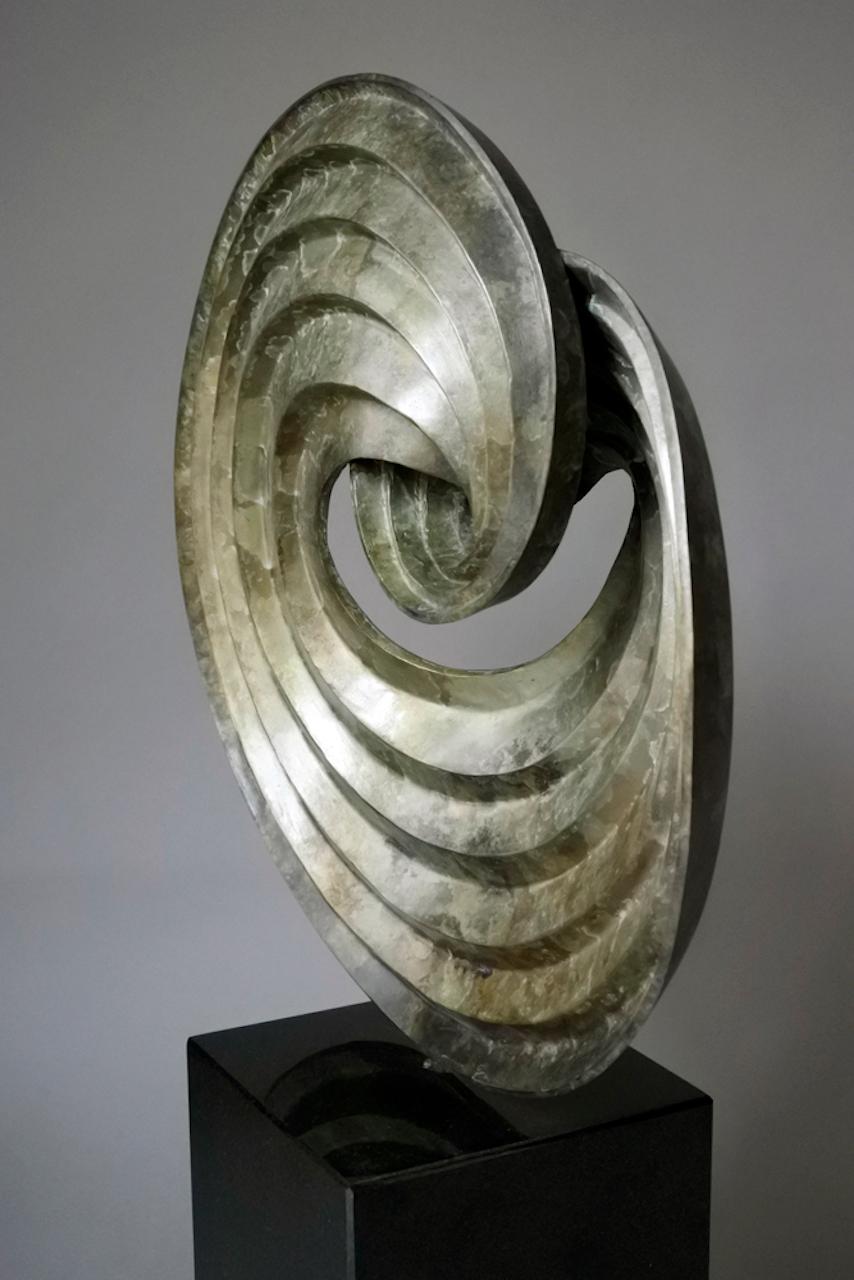 British Editioned bronze tabletop sculpture based on forms made by folding pleated paper For Sale
