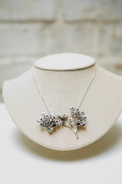 Collier à pendentif héliotrope en argent sterling avec diamants et quartzes fumés