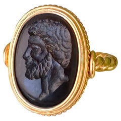 Heliotrope römisches Intaglio (1.-2. Jahrhundert n. Chr.)  Ring mit der Darstellung von Septimius Severus