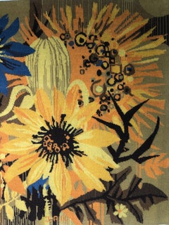 Mid-Century Modern Heliotrope Tapestry, Signed Wool Art, 1960s France