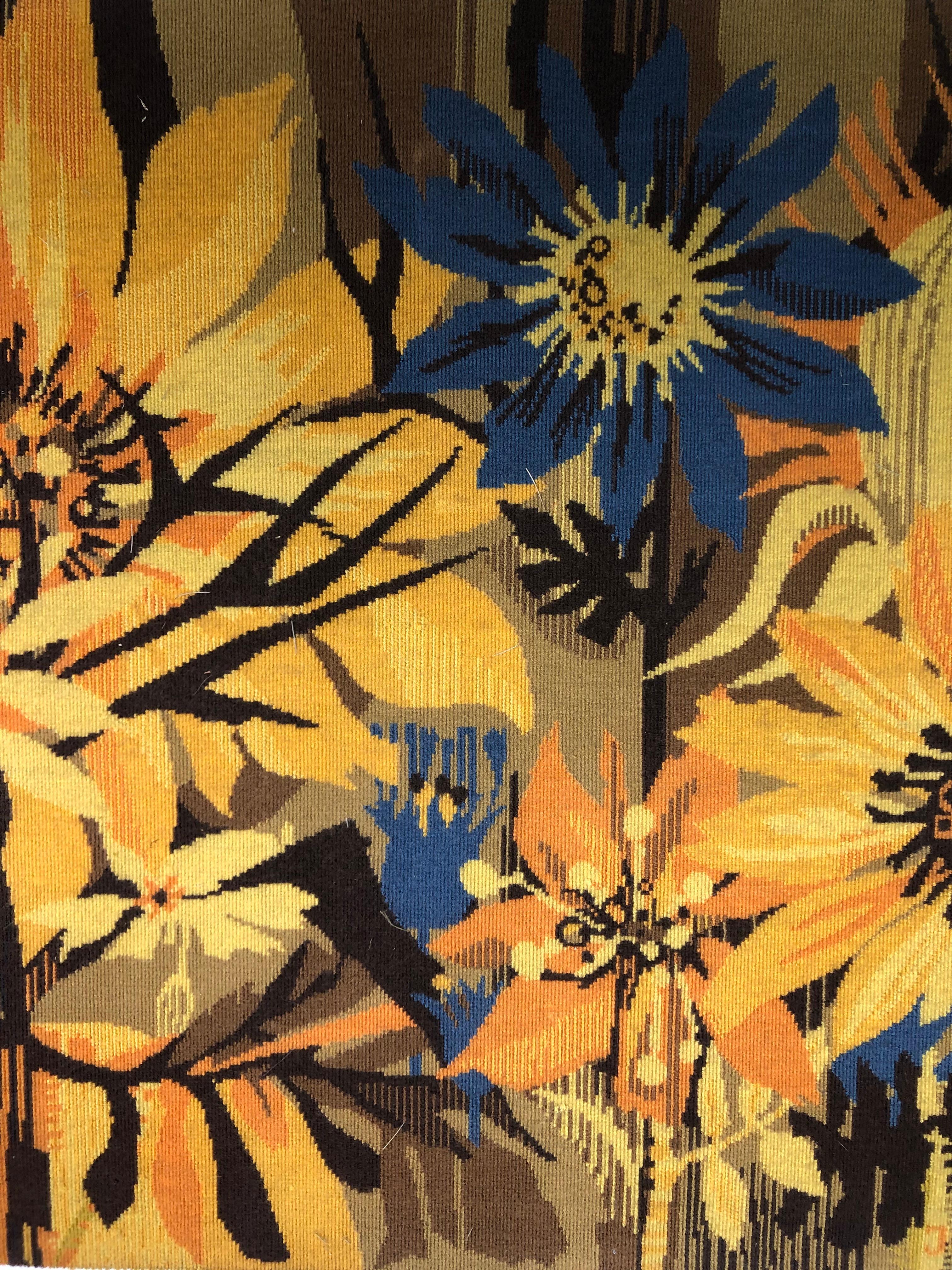 French “Heliotrope” Tapestry Signed by Hervé Lelong  For Sale