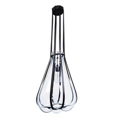 Helium Hand Blown Glass Pendant Light with Leather Straps Contemporary