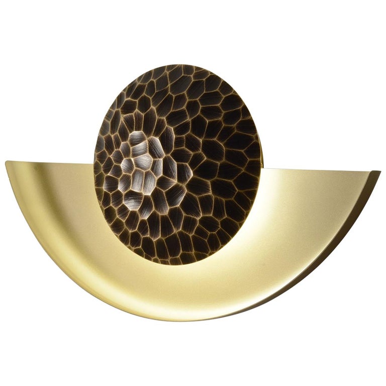 Helix (Crescent) Wall Sconce in Sandblasted Brass By Matthew Fairbank 1